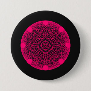 Bóton Redondo 7.62cm Botão de Mandala Web Neon Personalizado - Rosa em 