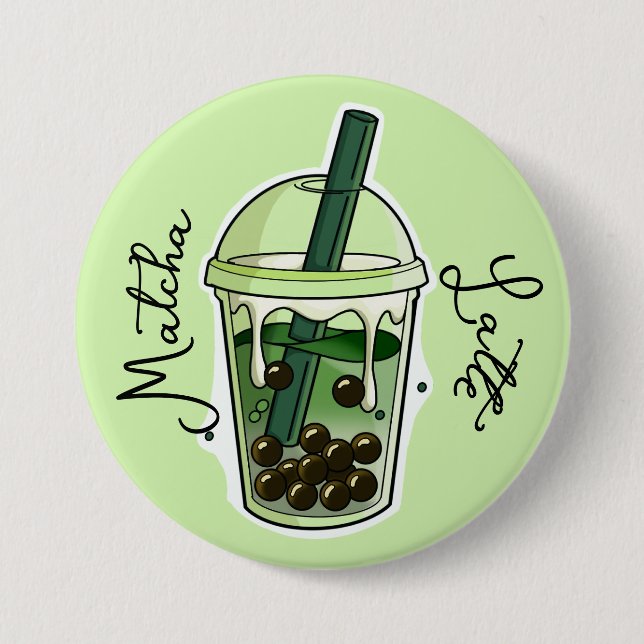 Bóton Redondo 7.62cm Botão de matcha latte (Frente)