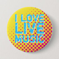 Botão de Música Retro Amarelo e Azul Meia Tons I L