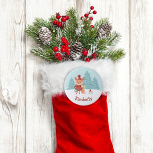 Bóton Redondo 7.62cm Botão de Natal da Woodland Fox