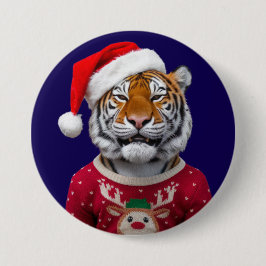 Bóton Redondo 7.62cm Botão de Natal de Tigre