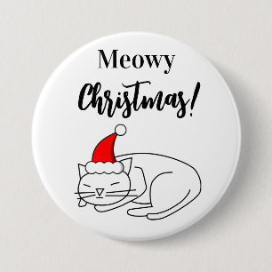 Bóton Redondo 7.62cm Botão de Natal Divertido Meowy Festa
