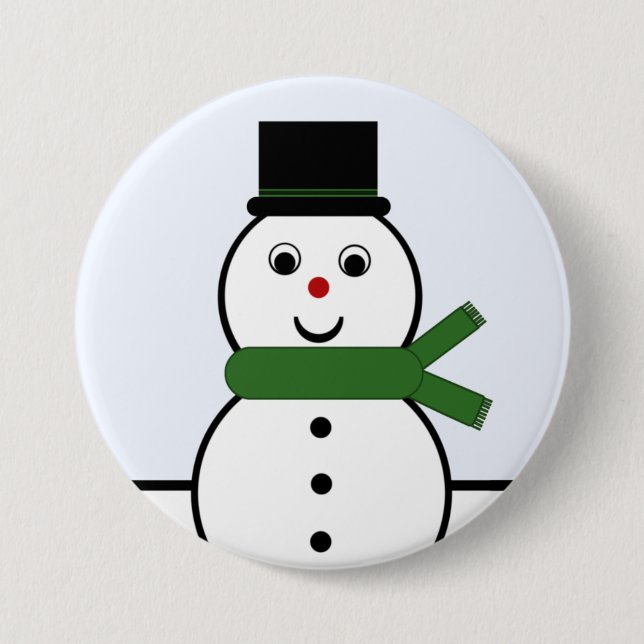 Bóton Redondo 7.62cm Botão de Natal Whimsical Snowman (Frente)