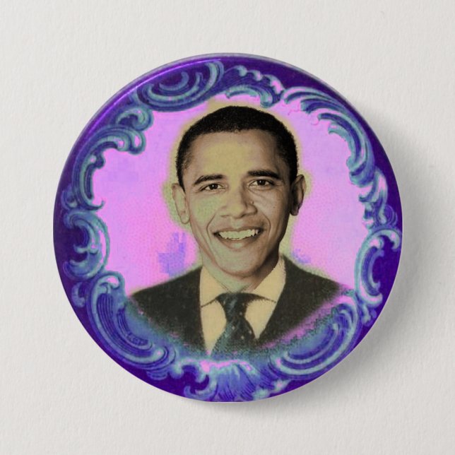 Bóton Redondo 7.62cm Botão de Obama Blacklight (Frente)
