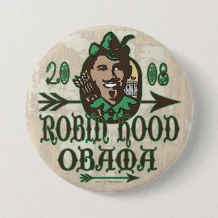 Bóton Redondo 7.62cm Botão de Robin Hood Obama