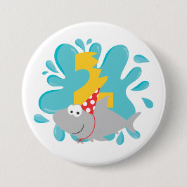 Bóton Redondo 7.62cm Botão de Segundo Aniversário do Tubarão