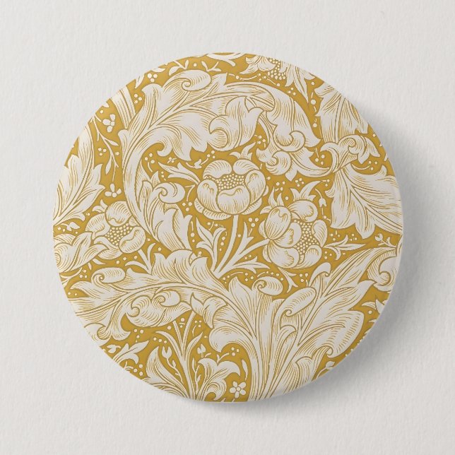 Bóton Redondo 7.62cm Botão de Solteiro Flor Clássica de William Morris (Frente)