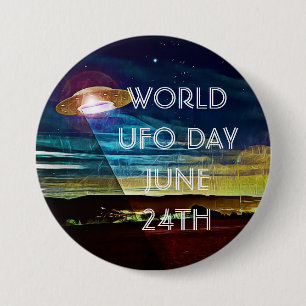 Bóton Redondo 7.62cm Botão do dia do UFO do mundo