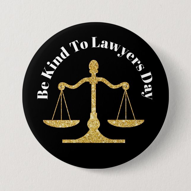 Bóton Redondo 7.62cm Botão do Dia dos Advogados - Escalas da Justiça (Frente)