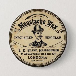 Bóton Redondo 7.62cm Botão do Pin da cera do Moustache do bigode do
