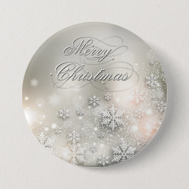 Bóton Redondo 7.62cm Botão Floco de Neve Elegante Natal Feriado