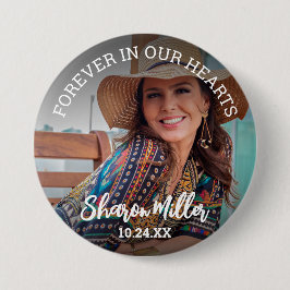 Bóton Redondo 7.62cm Botão Foto Lembrança 'Para Sempre Em Nossos Coraçõ