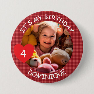 Bóton Redondo 7.62cm Botão Foto Personalizável, Nome E Idade De Anivers