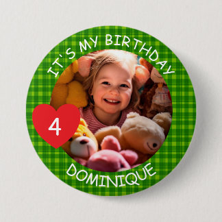 Bóton Redondo 7.62cm Botão Foto Personalizável, Nome E Idade De Anivers