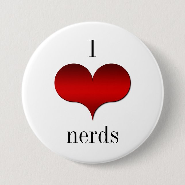 Bóton Redondo 7.62cm Botão I Love (Heart) Nerd (Frente)