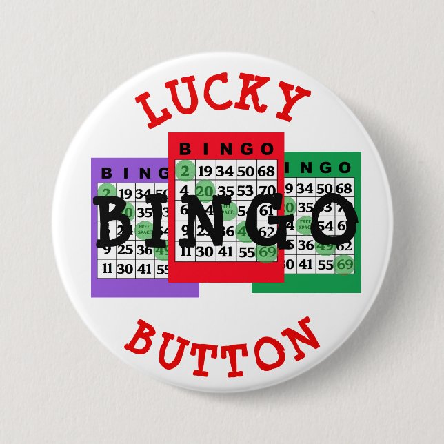 Bóton Redondo 7.62cm Botão Lucky BINGO com cartões Bingo (Frente)