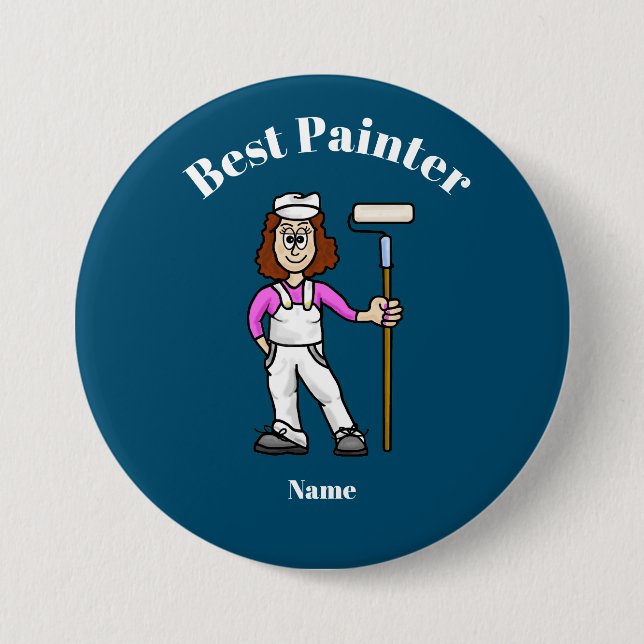 Bóton Redondo 7.62cm Botão Melhor Pintor para Pintor Feminino (Frente)