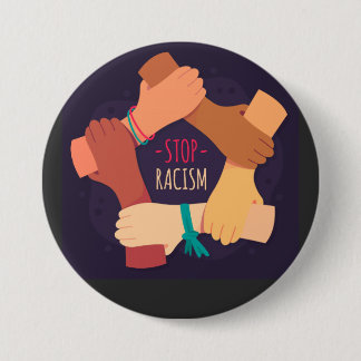 Bóton Redondo 7.62cm Botão Parar o Racismo