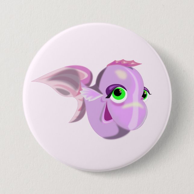 Bóton Redondo 7.62cm Botão Peixe Roxo - Suas Cores - Texto (Frente)