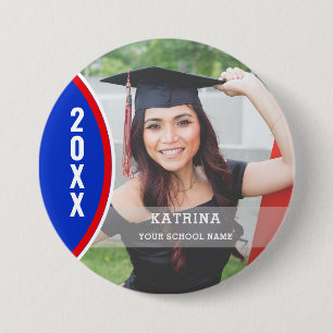 Bóton Redondo 7.62cm Botão Personalizado de Foto para Graduação Vermelh