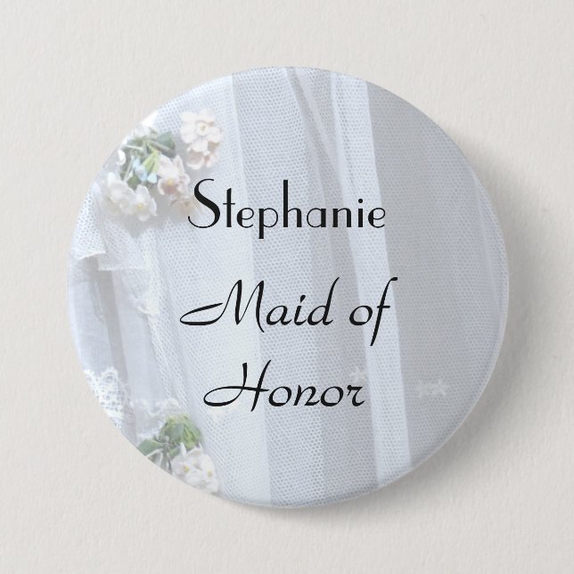 Bóton Redondo 7.62cm Botão personalizado laço da madrinha de casamento (Frente)
