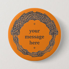 Bóton Redondo 7.62cm Botão personalizável OUROBOROS preto/turmérico