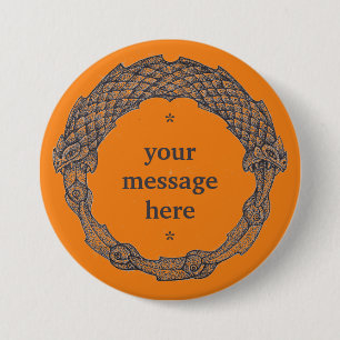 Bóton Redondo 7.62cm Botão personalizável OUROBOROS preto/turmérico