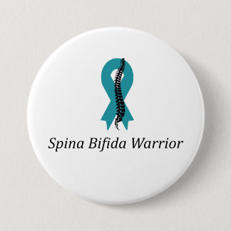 Bóton Redondo 7.62cm Botão Pin Do Guerreiro Spina Bifida Com Fita Teal