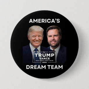 Bóton Redondo 7.62cm Botão Político Trump da Equipe de Sonho da América