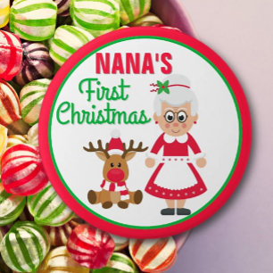 Bóton Redondo 7.62cm Botão Primeiro Natal da Nana