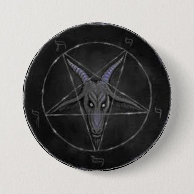 Bóton Redondo 7.62cm Botão redondo cinzento de Baphomet (Frente)