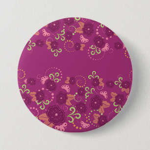 Bóton Redondo 7.62cm Botão redondo floral roxo