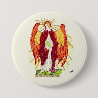Bóton Redondo 7.62cm Botão Religioso: Archangel Uriel