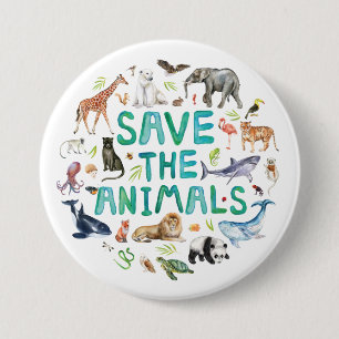 Bóton Redondo 7.62cm Botão Salvar os Animais