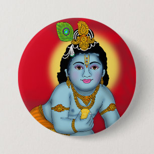 Bóton Redondo 7.62cm Botão Senhor Krishna
