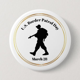 Bóton Redondo 7.62cm Botão Silhueta do Dia da Patrulha de Fronteira dos