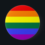 Bóton Redondo 7.62cm Botão Sinalizador do Orgulho Arco-Íris<br><div class="desc">A versão de seis cores da bandeira Orgulho gay é popular desde 1979. O número de listras foi reduzido a um número par para impedir que a cor do meio se esconda quando pendurada verticalmente em postes. A listra indigo foi transformada em uma faixa azul real.</div>