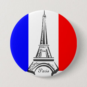 Bóton Redondo 7.62cm Botão Sinalizador Francês da Torre Eiffel de Par