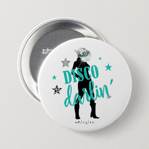 Bóton Redondo 7.62cm Botas 'n Brilho Disco Querida Azul Turquesa ID925