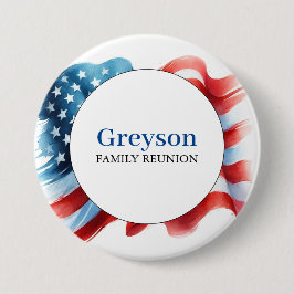 Bóton Redondo 7.62cm Botões de Reunião da Família Branco Vermelho e Tem