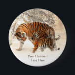 Bóton Redondo 7.62cm Botões personalizados dos Tigres de inverno<br><div class="desc">Veja na minha loja mais itens de tigre.</div>