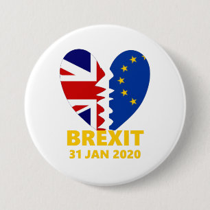 Bóton Redondo 7.62cm Brexit Comemorativo UK - União Europeia - Fraçã
