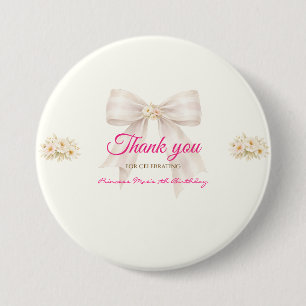 Bóton Redondo 7.62cm Broche de Arco-íris Princesa Rosa Agradecimento