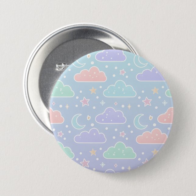 Bóton Redondo 7.62cm Broche de Esmalte de Nuvem Pastel Fofa (Frente & Verso)