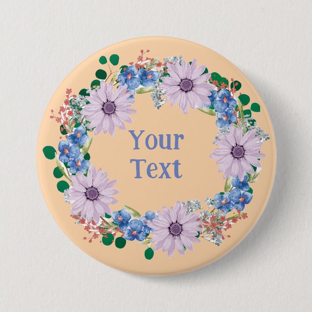 Bóton Redondo 7.62cm Brooch Roxo Floral Roxo Inspirado pela Natureza (Frente)