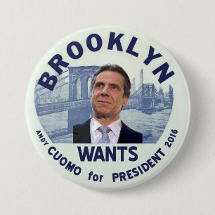 Bóton Redondo 7.62cm Brooklyn quer Andy Cuomo para o presidente 2016
