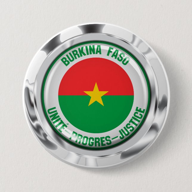 Bóton Redondo 7.62cm Burkina Faso Round Emblem (Frente)