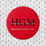 Bóton Redondo 7.62cm Business Modern Red Black 3 - Logotipo Monograma<br><div class="desc">Crie seus produtos de promocional comercial com o seu próprio logotipo, com um monograma simples, moderno e profissional de 3 letras, feito para empresas, com tipografia preta em fundo vermelho. Personalizado e personalizado com o nome da empresa e/ou pessoa em tipografia branca e sombra para profundidade, contraste e maior legibilidade....</div>