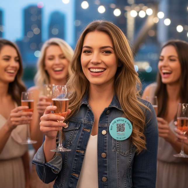 Bóton Redondo 7.62cm Buy the Bride a Drink QR Code Button (Criador carregado)