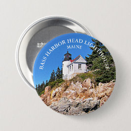 Bóton Redondo 7.62cm Cabeça de Bass Harbor Farol Maine Grande Pino de B